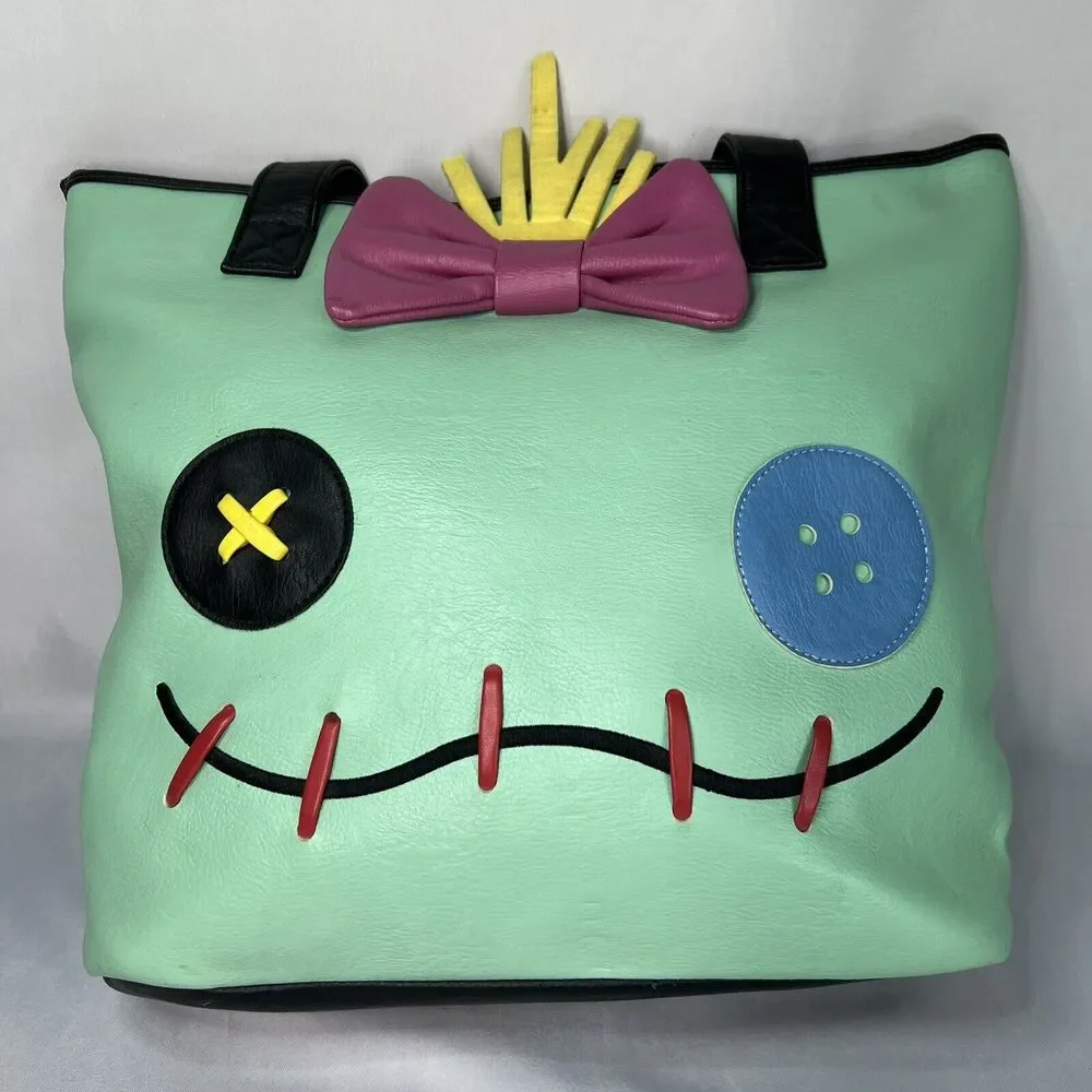 Loungefly Disney Lilo & Stitch/ Scrump Face 2 Sided Face Tote Bag large purse - Picture 2 of 9